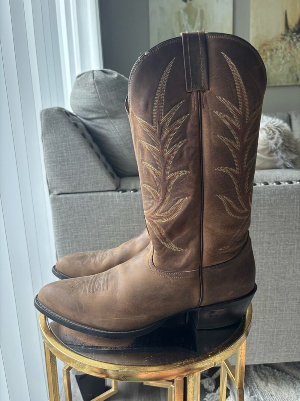 Nocona Classic Brown Leather Western Cowboy Boots Men’s 12 Narrow